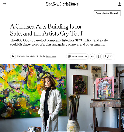 A Chelsea Arts Building Is for Sale, and the Artists Cry ‘Foul’